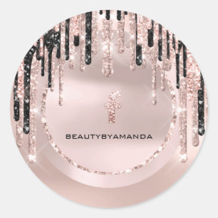 Adesivo Redondo FB Social Media Makeup Artist Drives Glitter Rosa
