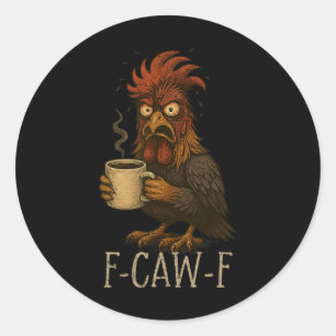 Adesivo Redondo Fcawf Grumpy Rooster - Galo Mal-Humorado Engraçado