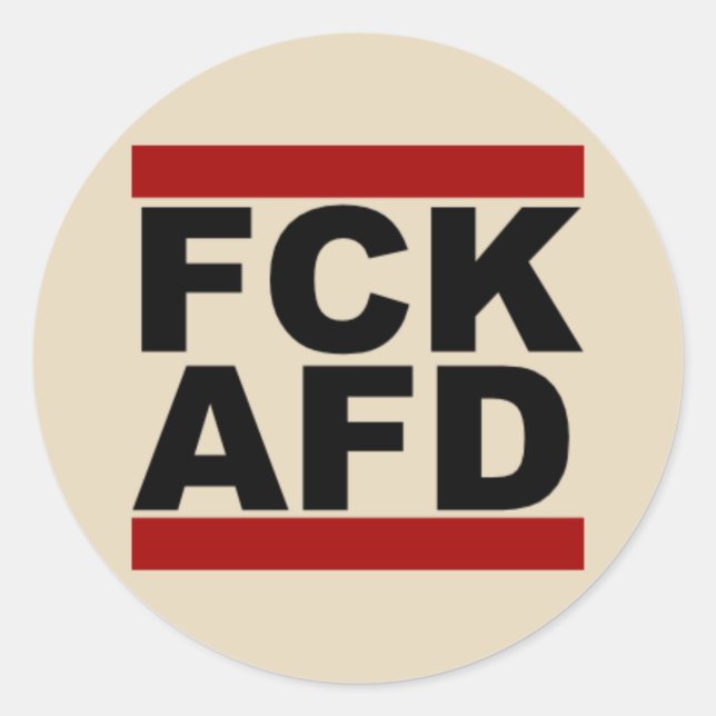 Adesivo Redondo “Fck AfD”, autocolante redondo (Frente)