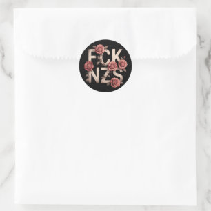 Adesivo Redondo FCK NZS Floral Contra a Direita Sem Nazistas Lgbtq