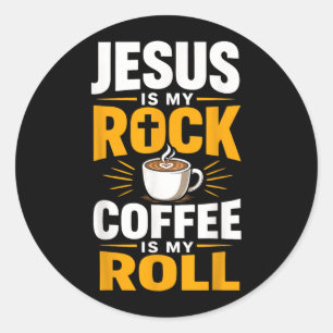 Adesivo Redondo Fé Cristã Jesus Café Manhã Oração