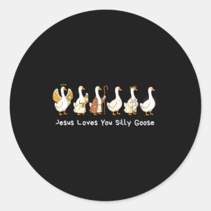Adesivo Redondo Fé Cristã Silly Goose Baseada em Jesus Te Ama 