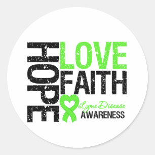 Adesivo Redondo Fé do amor da esperança da doença de Lyme