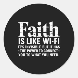 Adesivo Redondo Fé É Como Wifi Deus, Jesus Religioso Cristão