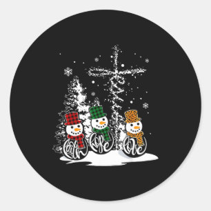 Adesivo Redondo Fé Esperança Amor Boneco de Neve Jesus Cristão Árv