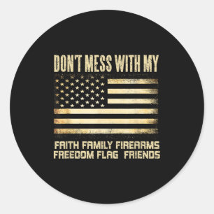 Adesivo Redondo Fé Família Armas Dom Bandeira Amigos American