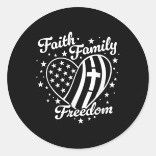 Adesivo Redondo Fé Família Liberdade Patriota 4 De Julho 4º EUA C