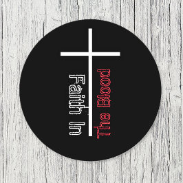 Adesivo Redondo Fé Na Cruz Cristã Sanguínea