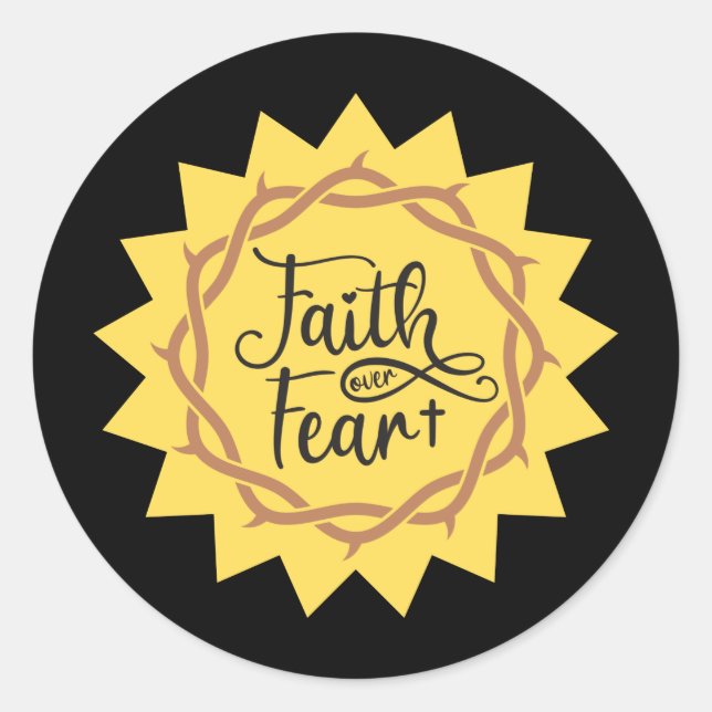 Adesivo Redondo fé sobre medo (Frente)