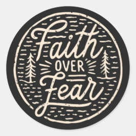 Adesivo Redondo Fé sobre o medo da citação religiosa