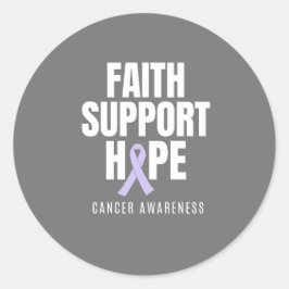 Adesivo Redondo fé suporte esperança para todos os canceres