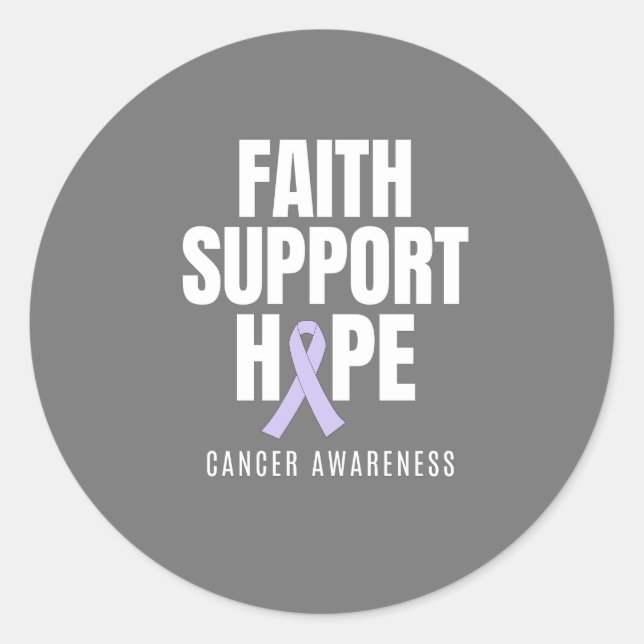 Adesivo Redondo fé suporte esperança para todos os canceres (Frente)