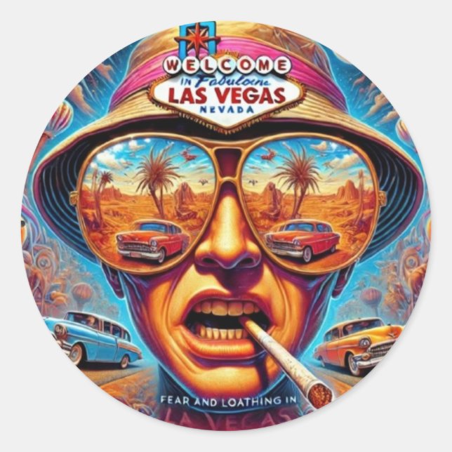Adesivo Redondo Fear and Loathing in Las Vegas (Frente)