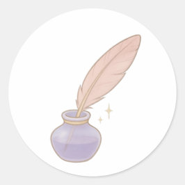 Adesivo Redondo Feather quill and ink bottle