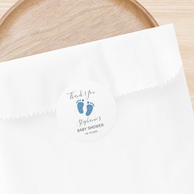 Adesivo Redondo Febre Azul-Glitter Bebê Obrigado (Criador carregado)