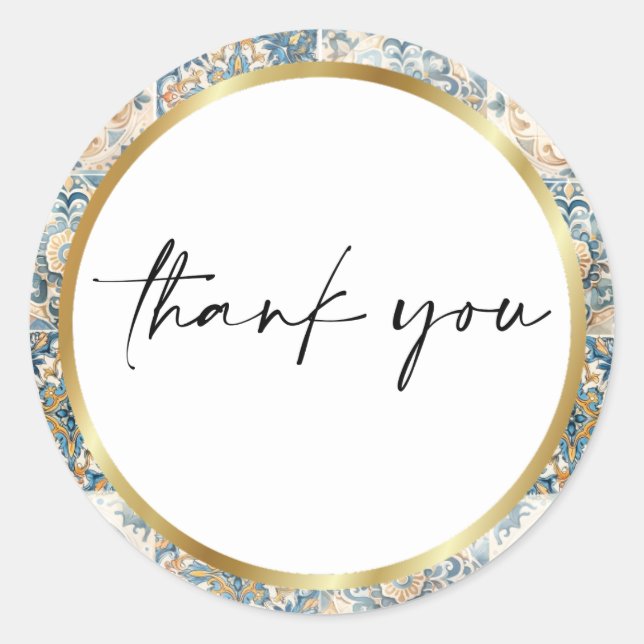 Adesivo Redondo Febre de Azulejo do Mediterrâneo: italiano Positan (Frente)