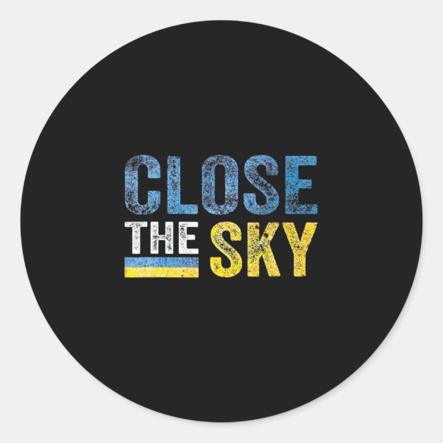 Adesivo Redondo Fechar O Céu Ucrânia  (Frente)