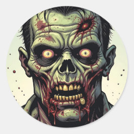 Adesivo Redondo Feche um Zombie de Arte Pop