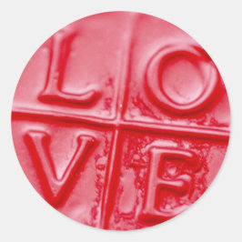 Adesivo Redondo Fecho de cera de amor, Namorados, vermelho, brilha