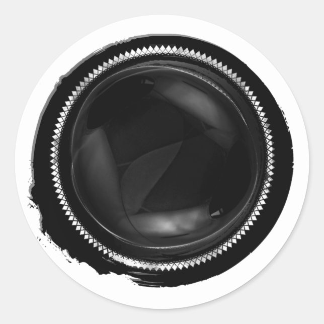 Adesivo Redondo Fecho de cera de pintura preta em poço de tinta pr (Frente)