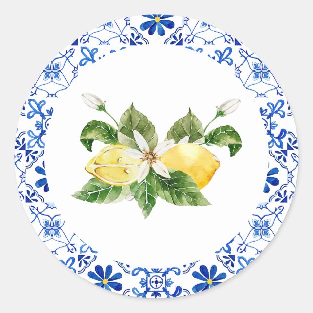 Adesivo Redondo Fecho de Envelope Chá de panela Amarelo Azul (Frente)