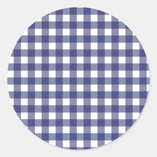 Adesivo Redondo Fecho de Envelope Gingham Azul (Frente)