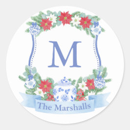 Adesivo Redondo Fecho de Envelope Monograma Tradicional de Natal
