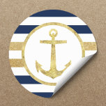Adesivo Redondo Fecho de Envelope Náutico com Dourada Âncora Marin<br><div class="desc">Marinhos de Âncora Dourada náutica Envelope Vinhetas de Selo.</div>
