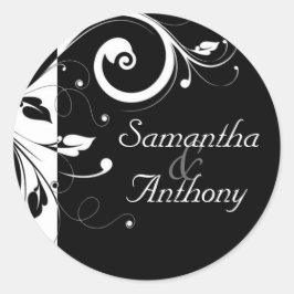 Adesivo Redondo Fecho de Envelope Reverso Preto + Branco