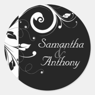 Adesivo Redondo Fecho de Envelope Reverso Preto + Branco