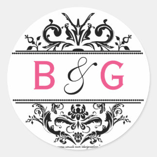 Adesivo Redondo Fecho de Envelope Rosa Preto e Quente