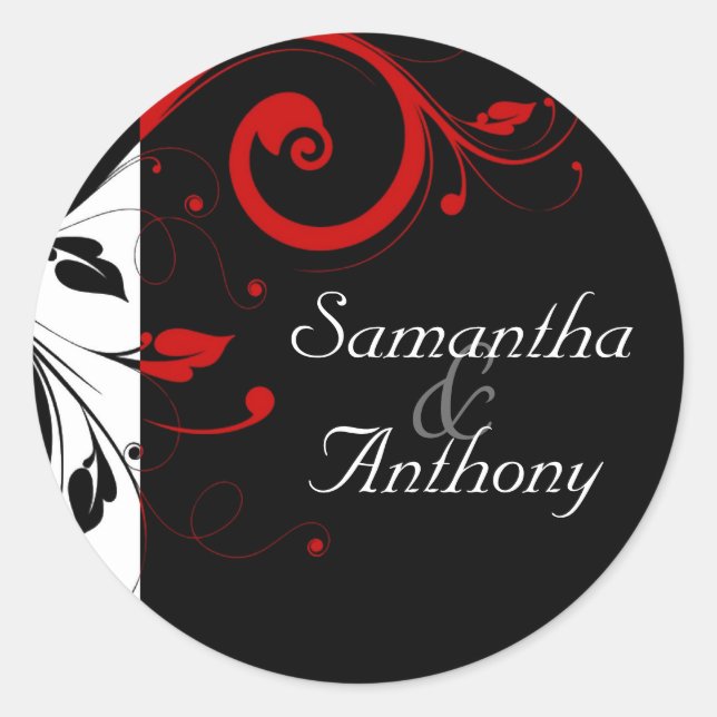 Adesivo Redondo Fecho de Envelope Vermelho, Branco e Preto (Frente)