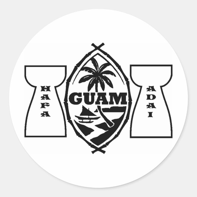 Adesivo Redondo Fecho de guam com pedras latas (Frente)