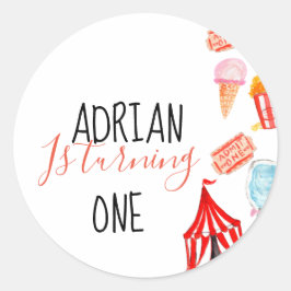 Adesivo Redondo Fecho do envelope da festa de aniversário do carna