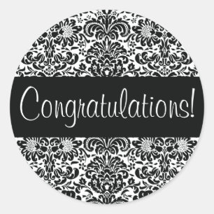 Adesivo Redondo Fecho do envelope do Damask de parabéns