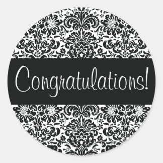 Adesivo Redondo Fecho do envelope do Damask de parabéns
