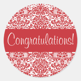 Adesivo Redondo Fecho do envelope do Damask de parabéns