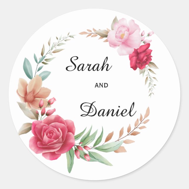 Adesivo Redondo Fecho do envelope Rosa preto e Rosa claro (Frente)