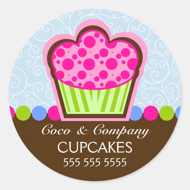 Adesivo Redondo Fechos de Cupcake (Frente)