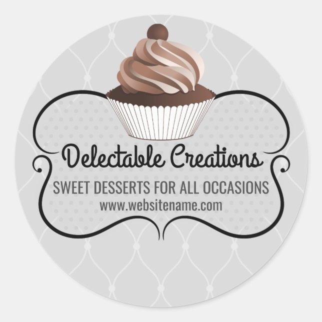 Adesivo Redondo Fechos de Cupcake Elegante (Frente)