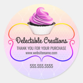 Adesivo Redondo Fechos de Cupcake Elegante