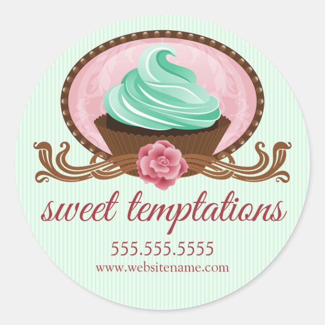 Adesivo Redondo Fechos de Cupcake Elegante (Frente)