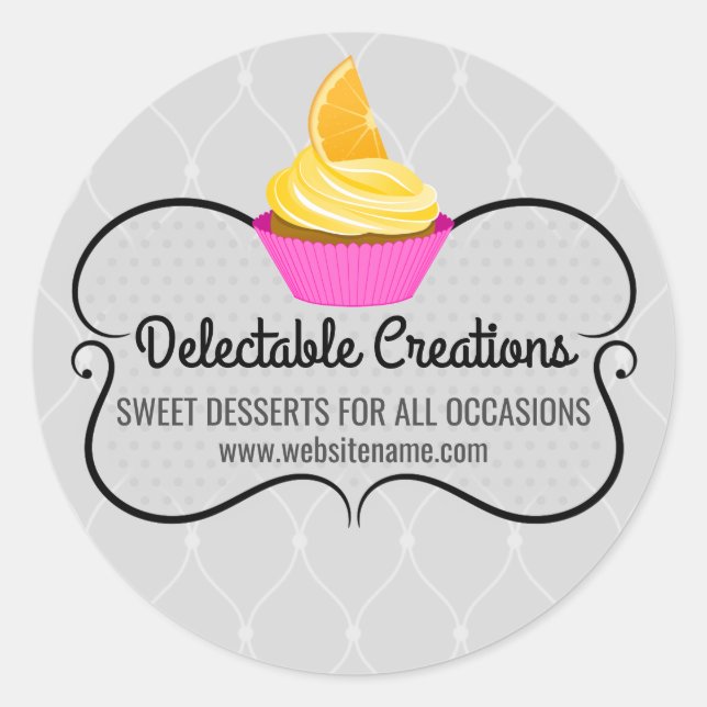 Adesivo Redondo Fechos de Cupcake Elegante (Frente)
