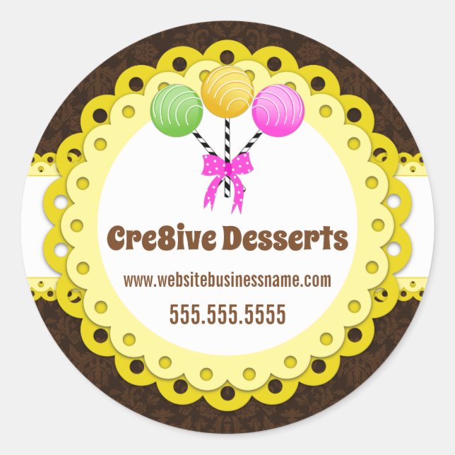 Adesivo Redondo Fechos de empacotamento de Pop de bolos elegantes (Frente)