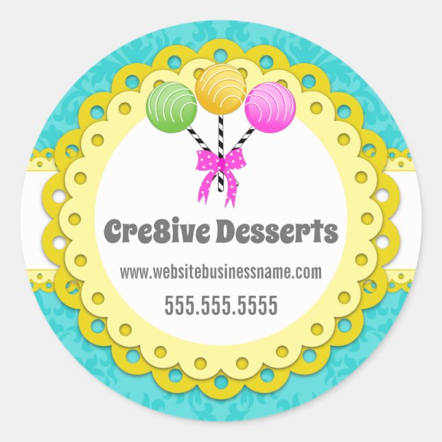 Adesivo Redondo Fechos de empacotamento de Pop de bolos elegantes (Frente)