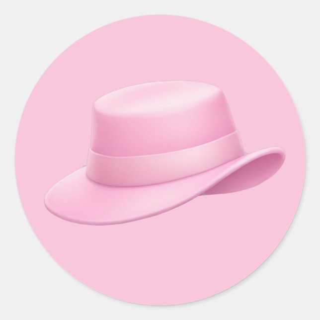 Adesivo Redondo Fedora Emoji Rosa - (Frente)