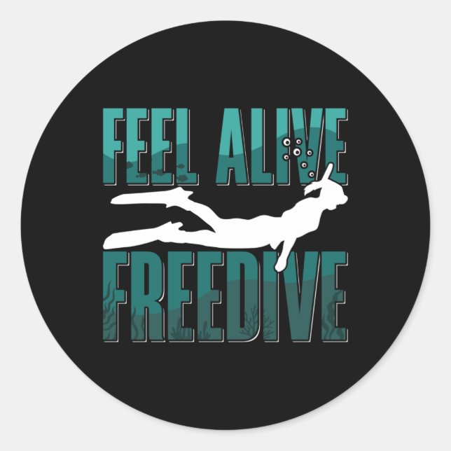 Adesivo Redondo Feel Alive Freedive Freediving Apnoe Freediver (Frente)