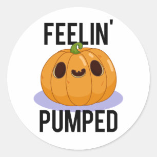 Adesivo Redondo Feelin Pumped Engraçado Pumpkin Pun