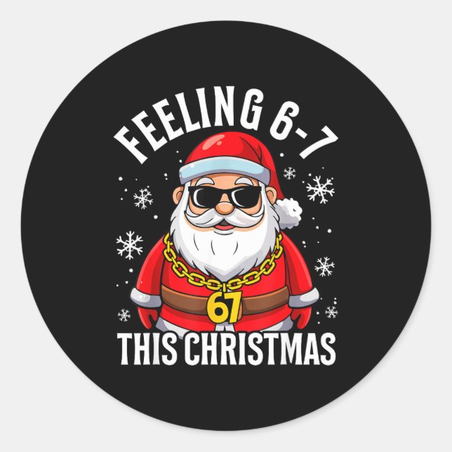 Adesivo Redondo Feeling 67 This Christmas Funny Santa Holiday Xmas (Frente)