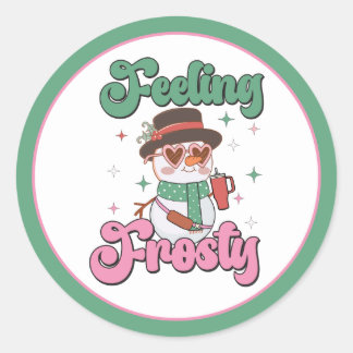 Adesivo Redondo Feeling Frosty Retro Snowman 